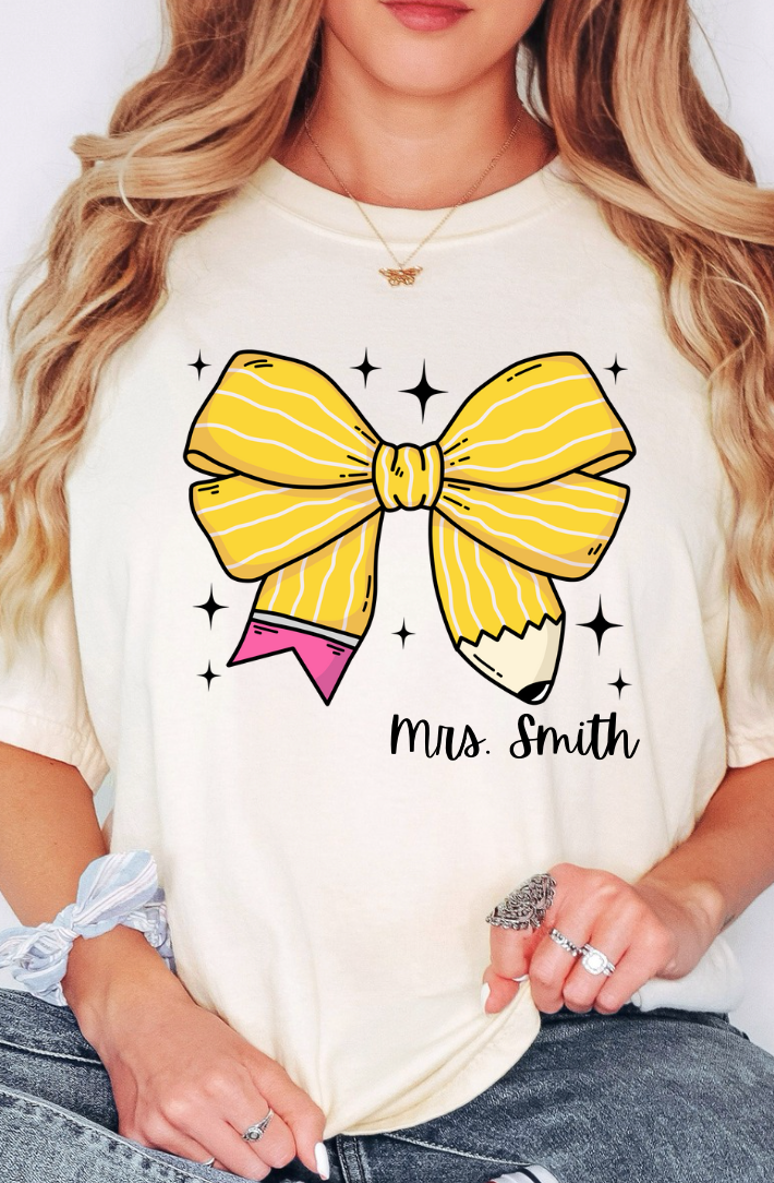 Pencil Coquette Tee with Name