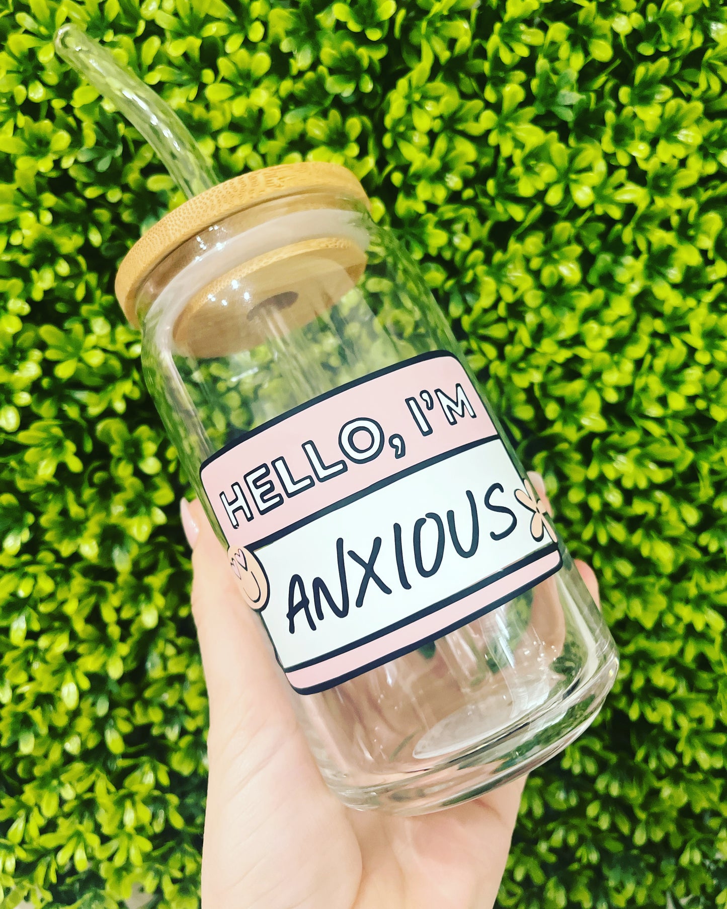 Hello I’m anxious Glass Cup